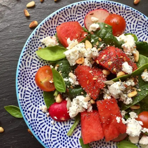 watermelon spinach salad