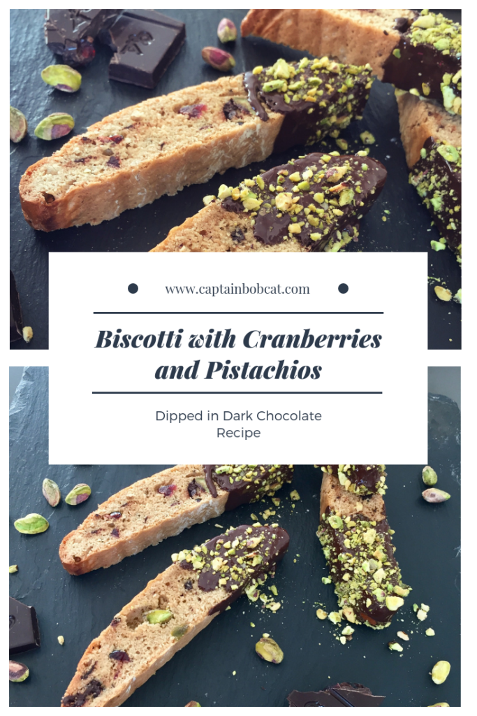 Biscotti with Cranberries and Pistachios Dipped in Dark Chocolate Recipe