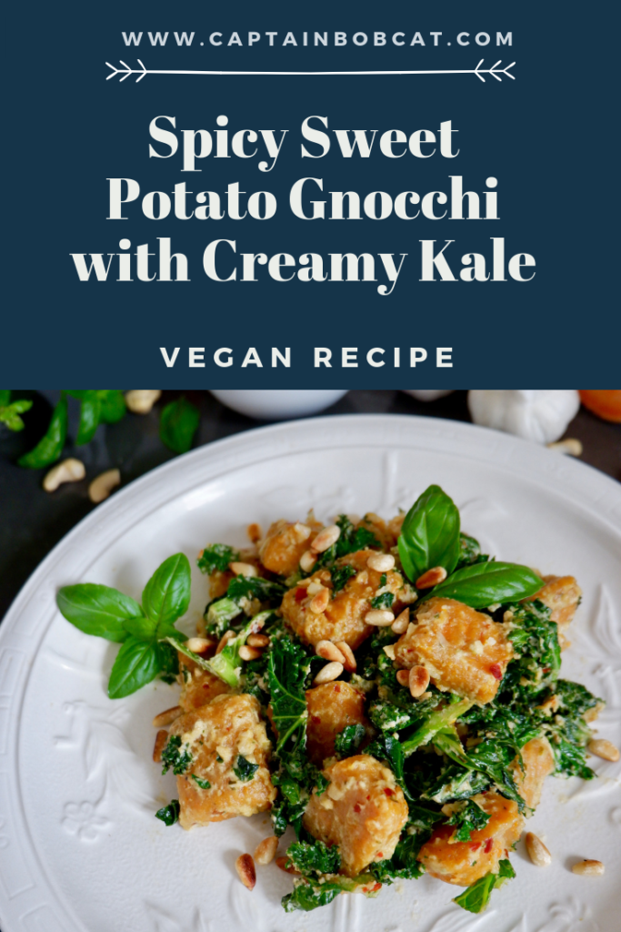 Spicy Sweet Potato Gnocchi with Creamy Kale (Vegan)