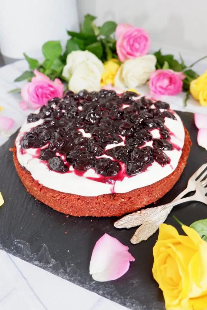 vegan black cherry cream cheese cake