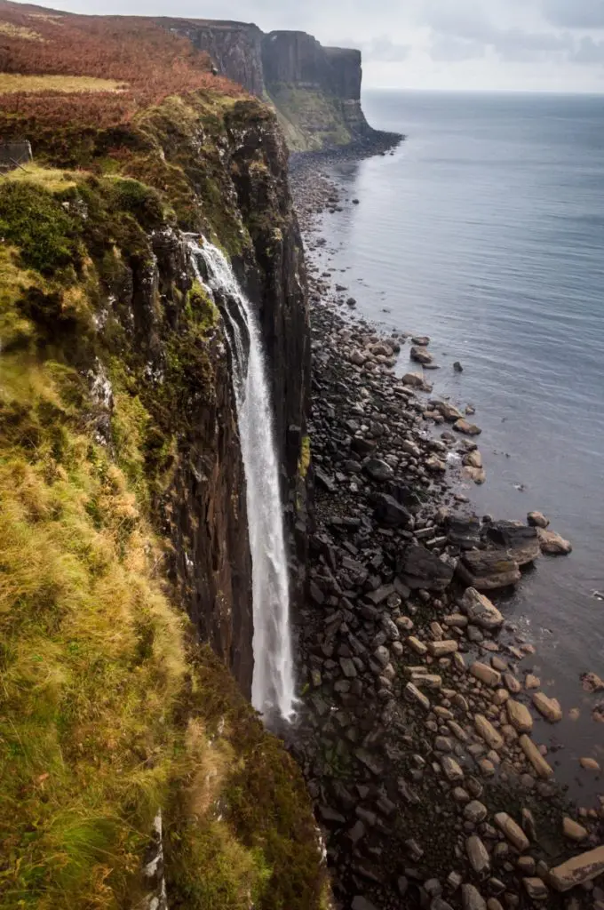 Scotland coastline with waterfall