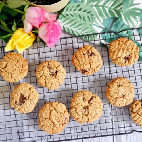 Oat flour tahini choc chip cookies