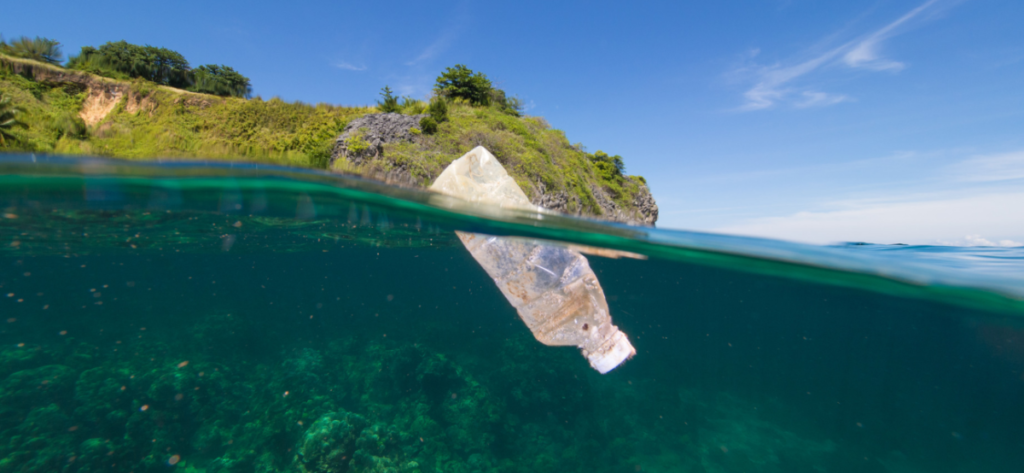 plastic bottle in the sea: bioplastics