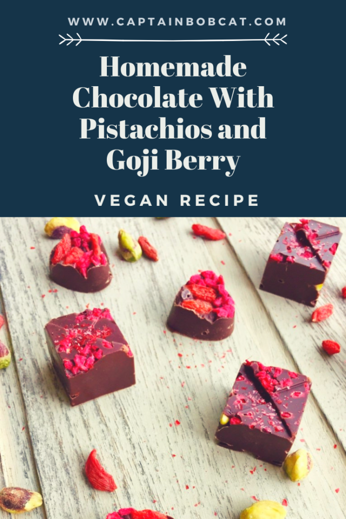 Homemade Vegan Chocolate With Pistachios And Goji Berries