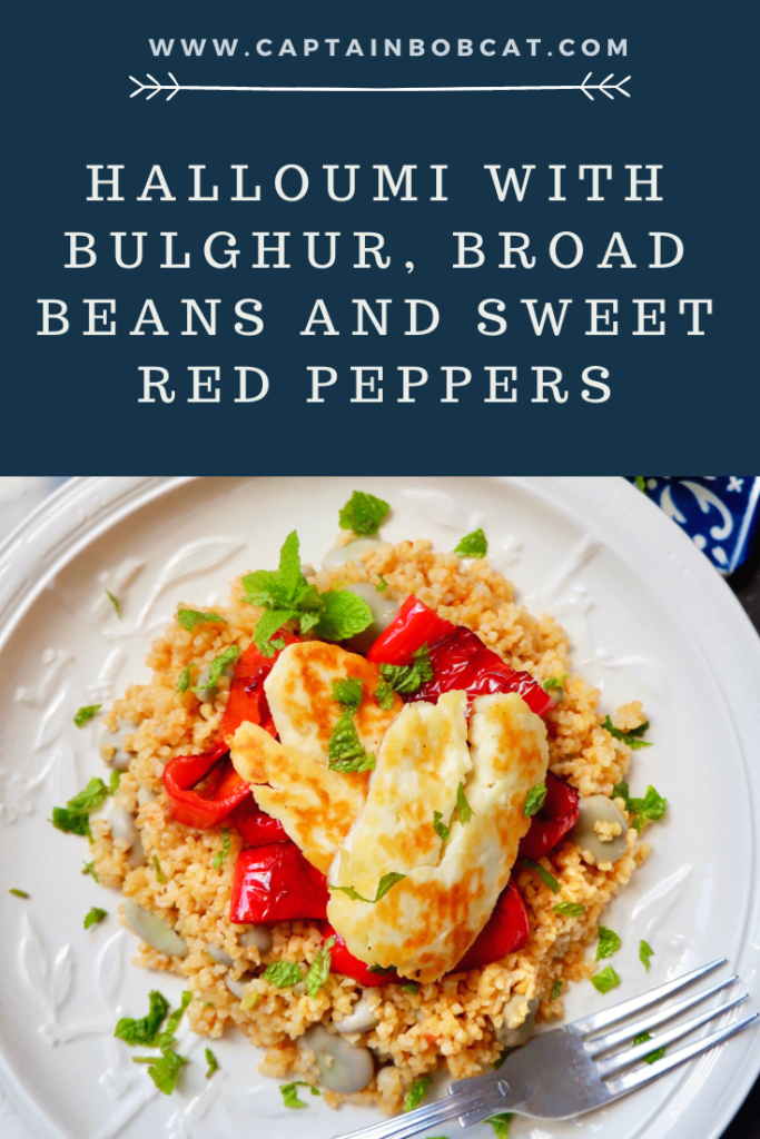 Grilled Halloumi With Harissa Spiced Bulghur, Broad Beans And Sweet Red Pepper