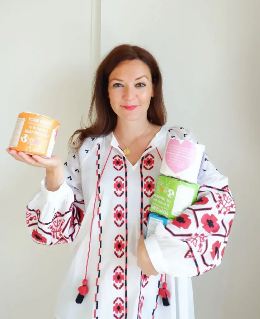 eco-friendly toilet paper: me showing it! Green picks.