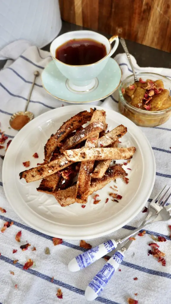 Cinnamon Sugar Bread Ends With Caramelised Pears
