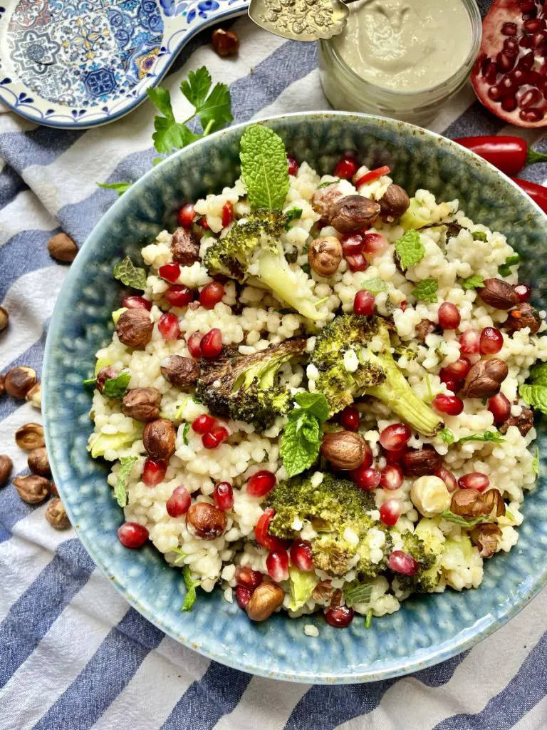 Couscous recipe Couscous with Roasted Broccoli and Lemon Tahini