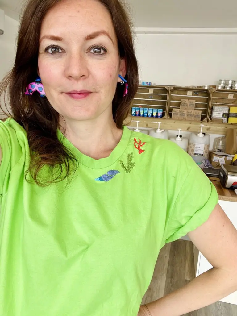My green t-shirt embroidery