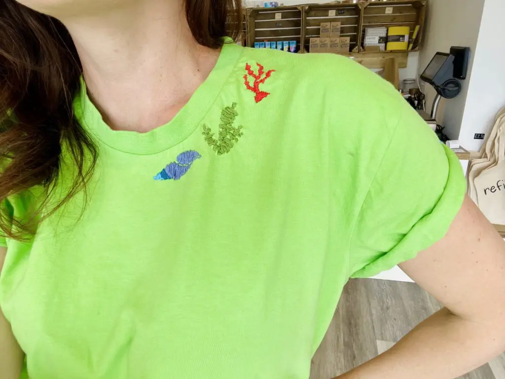My green t-shirt embroidery