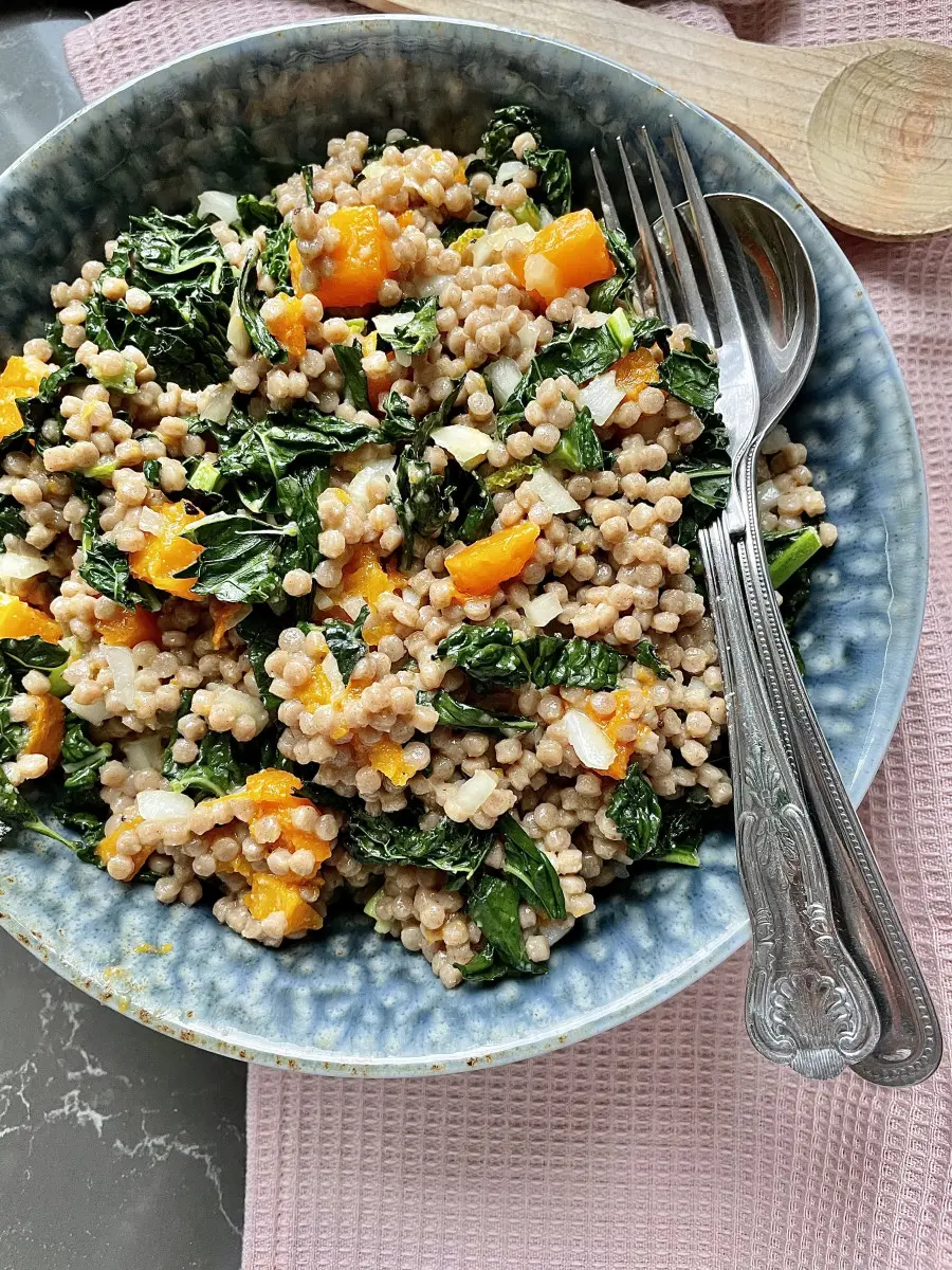 Wholewheat Couscous With Roasted Butternut Squash And Kale Salad (Vegan)