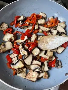 Vegan Fried Rice with Portobello Mushroom, Red pepper and Spinach