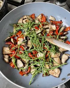 Vegan Fried Rice with Portobello Mushroom, Red pepper and Spinach