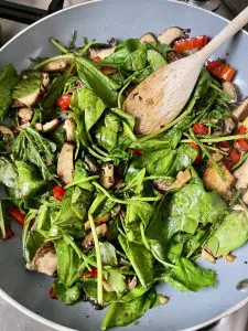 Vegan Fried Rice with Portobello Mushroom, Red pepper and Spinach