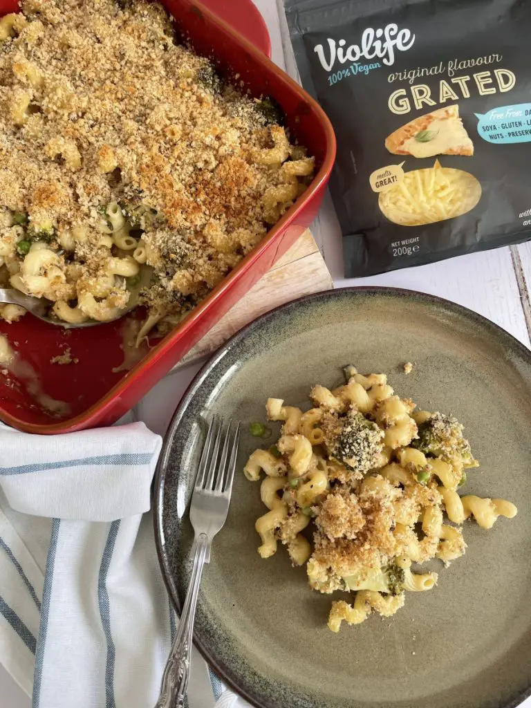 Best Vegan Macaroni Cheese with Broccoli and Peas