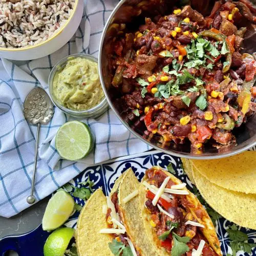 Vegan Mexican Beans Taco and Tortilla Filler