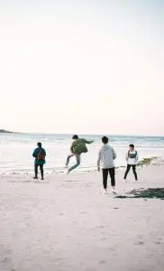 guys men beach happy friends