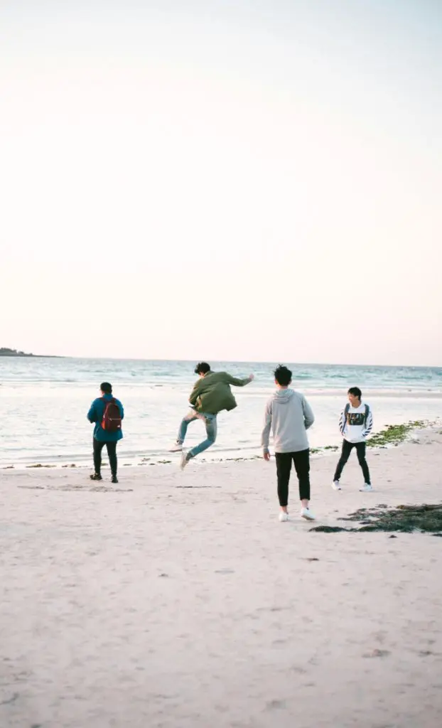 guys men beach happy friends