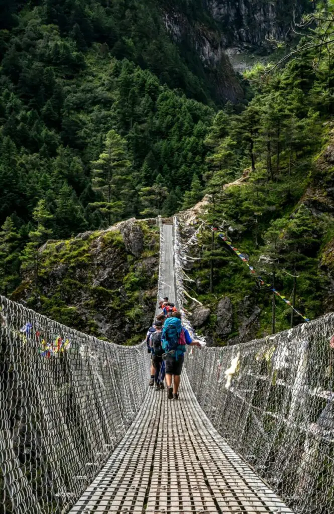 nepal trekking bridge