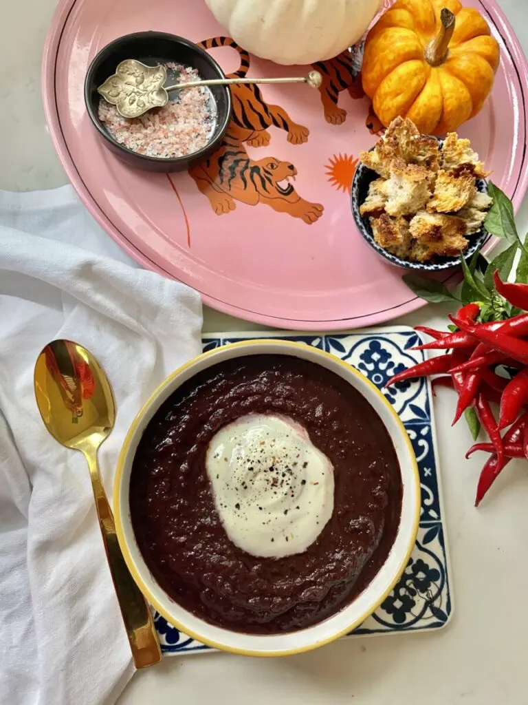 purple carrot and sweet potato soup