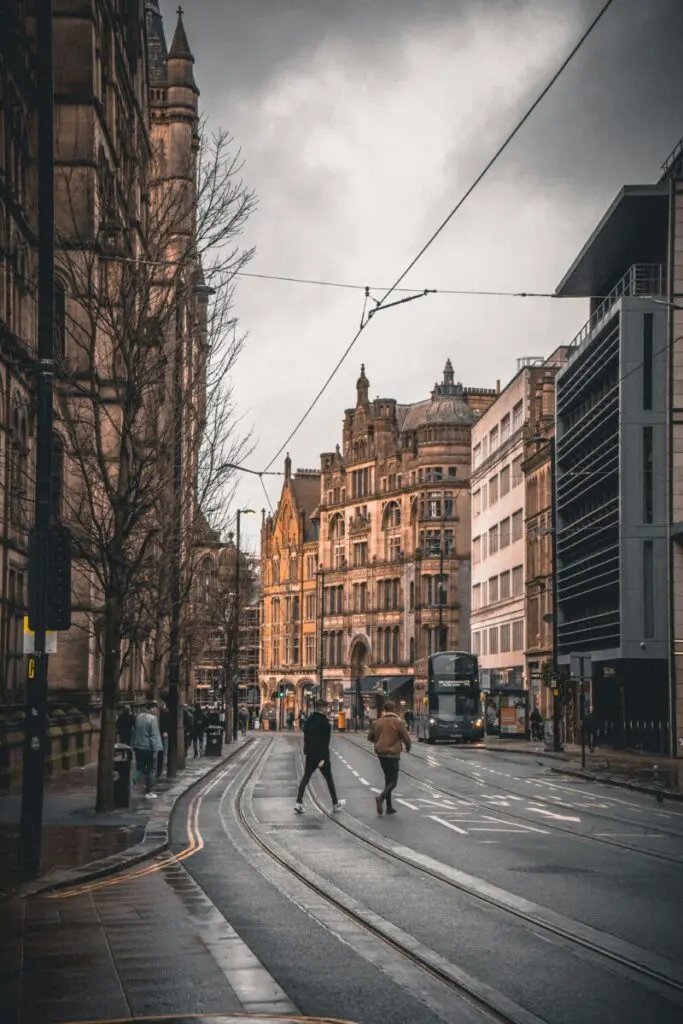 Manchester city UK tram street