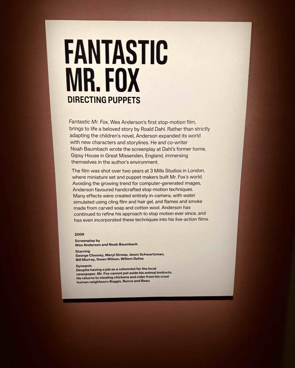 Exhibition intro to Fantastic Mr Fox: Wes Anderson: The Archives