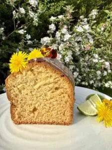dandelion loaf cake outside 