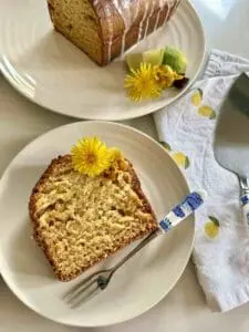 dandelion loaf cake slice