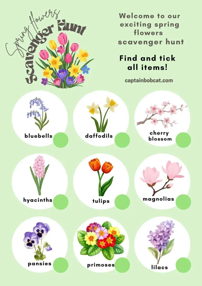 spring flower scavenger hunt