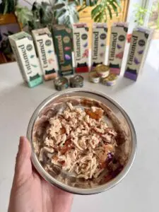 Untamed cat food in bowl