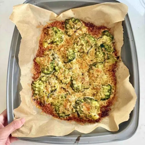 2 ingredient Super Cheesy and Crispy Broccoli ready