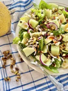 Galia melon salad with feta and pistachio Galia melon salad with feta and pistachio