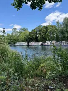river at Runnymede with boats