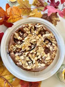 Simple Fig and Almond Cake after baking close up