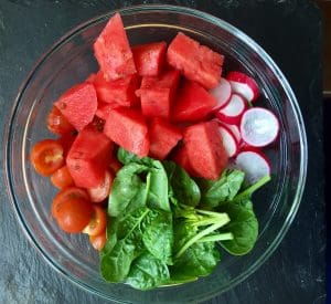 watermelon spinach salad