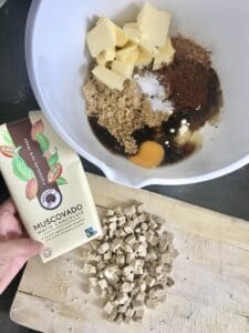 chocolate cookies with muscovade white chocolate chips