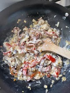 vegan roasted aubergine and peppers spaghetti
