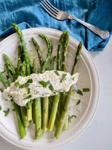 Asparagus with minty-almond dip