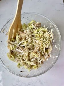 vegan leek and caramelised onion latkes
