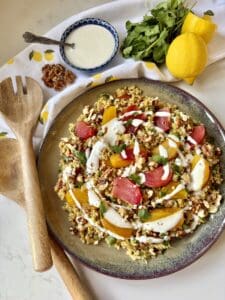 freekeh salad with rainbow beets
